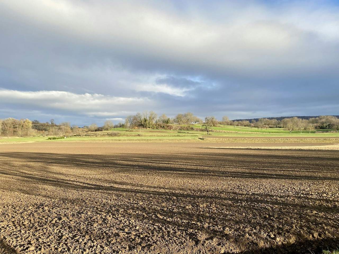Terres agricoles labourées en plaine